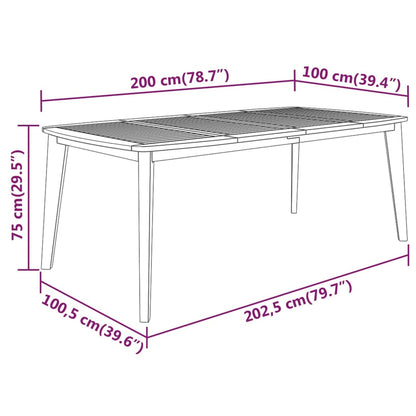 Garden Table 200x100x75 cm Solid Wood Acacia