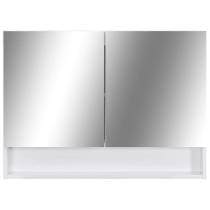 LED Bathroom Mirror Cabinet White 80x15x60 cm MDF