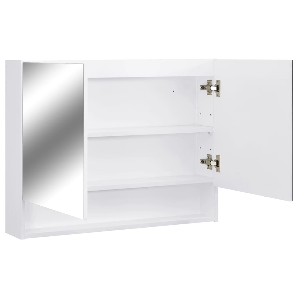 LED Bathroom Mirror Cabinet White 80x15x60 cm MDF