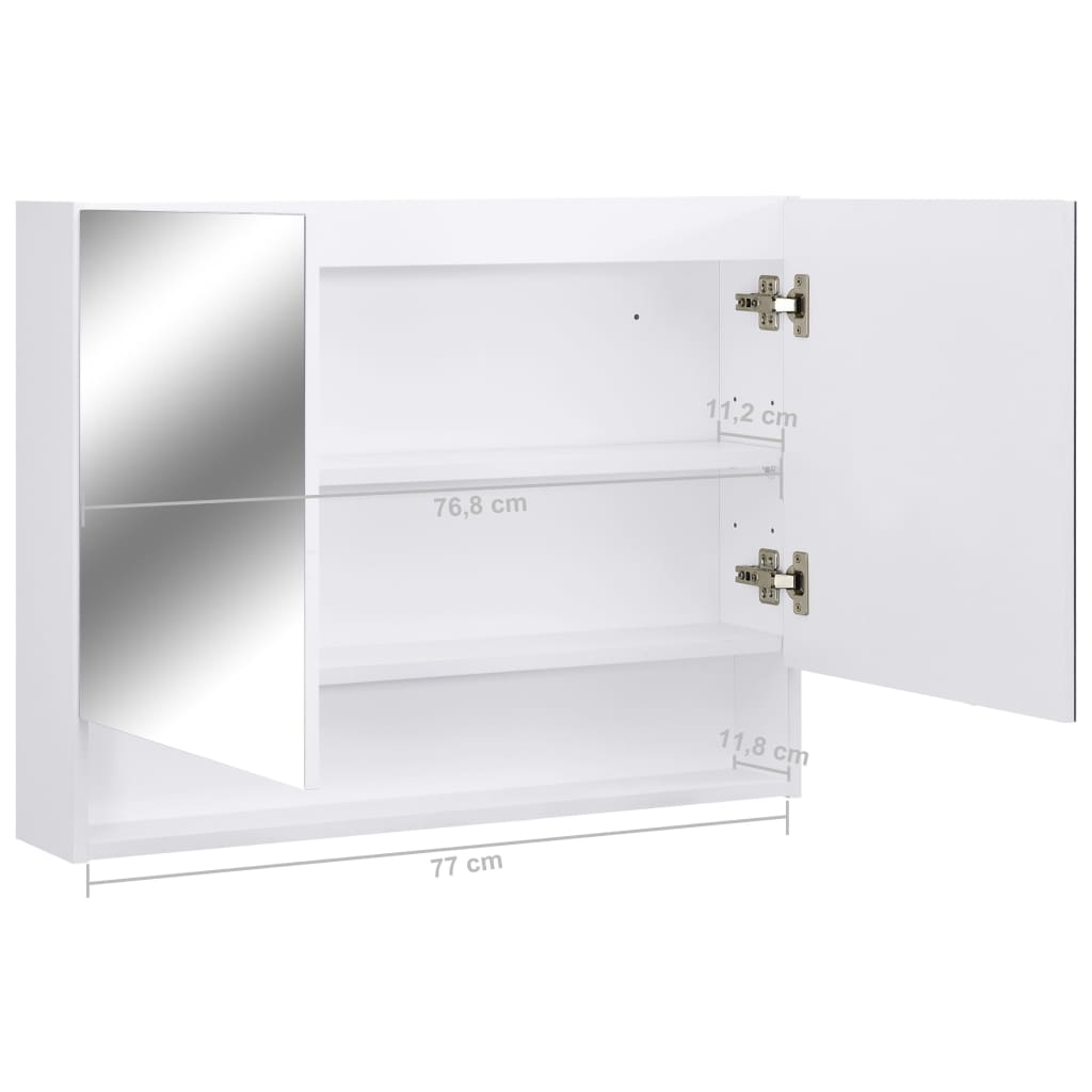 LED Bathroom Mirror Cabinet White 80x15x60 cm MDF