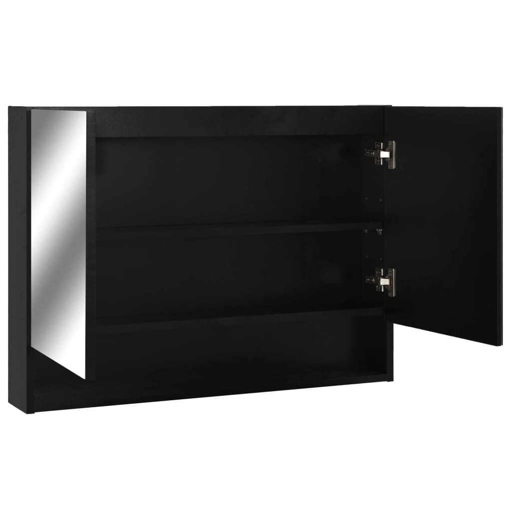 LED Bathroom Mirror Cabinet Black 80x15x60 cm MDF