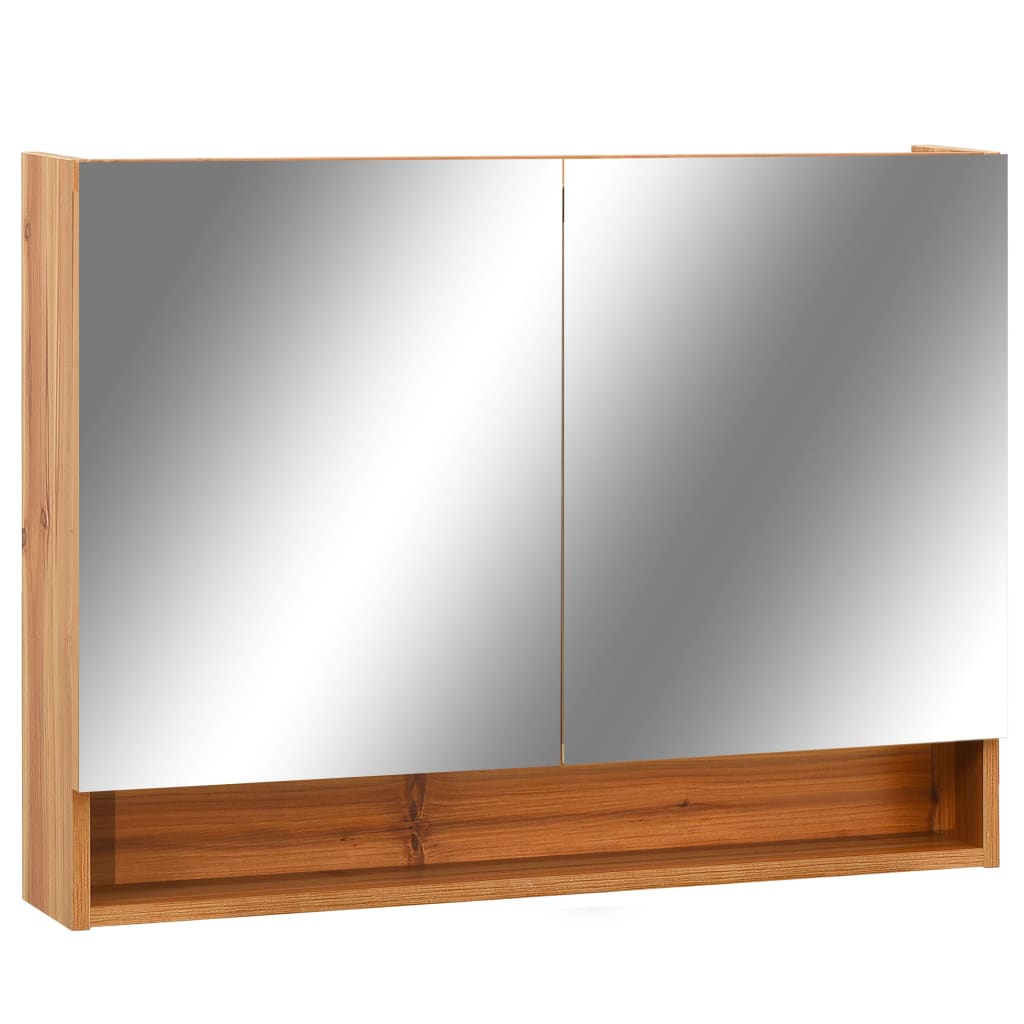 LED Bathroom Mirror Cabinet Oak 80x15x60 cm MDF