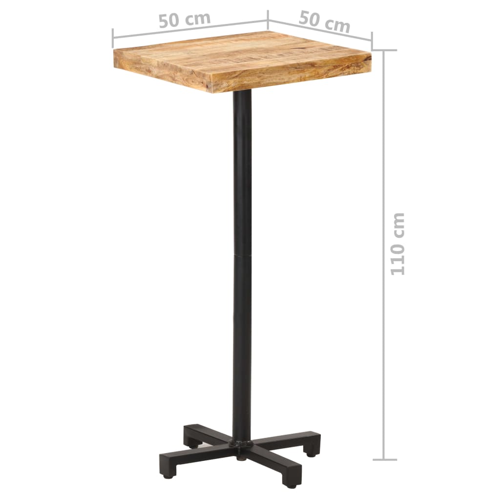 Bar Table Square 50x50x110 cm Rough Mango Wood