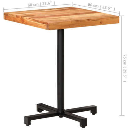 Bistro Table Square 60x60x75 cm Solid Acacia Wood