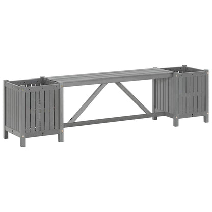 Garden Bench with 2 Planters 150cm Solid Acacia Wood Grey