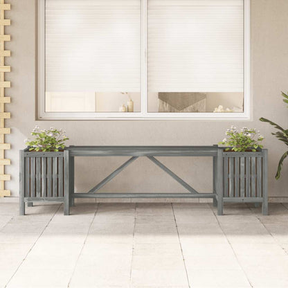 Garden Bench with 2 Planters 150cm Solid Acacia Wood Grey