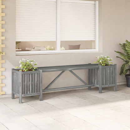 Garden Bench with 2 Planters 150cm Solid Acacia Wood Grey