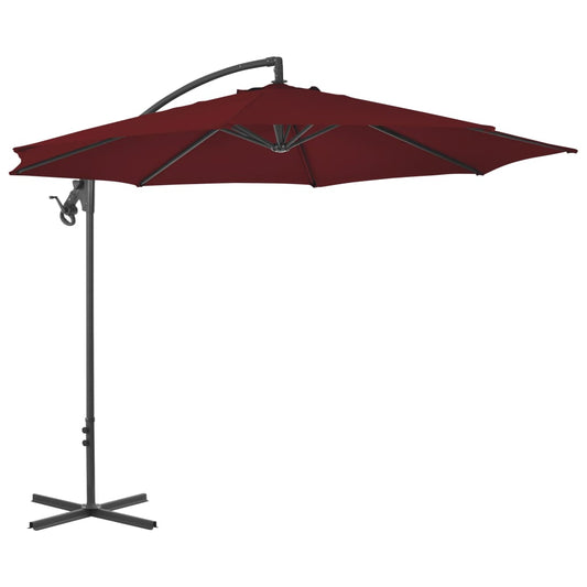 Cantilever Garden Parasol with Steel Pole 300 cm Bordeaux Red