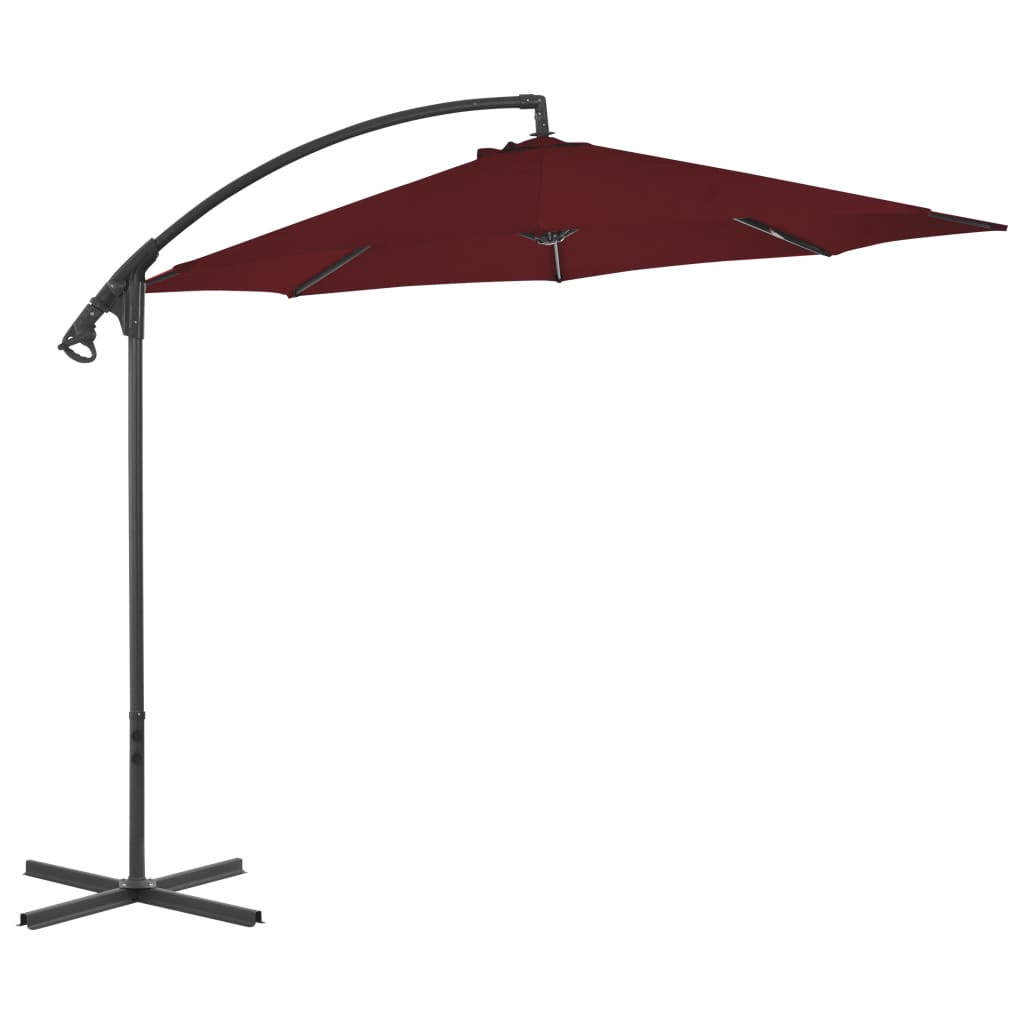 Cantilever Garden Parasol with Steel Pole 300 cm Bordeaux Red