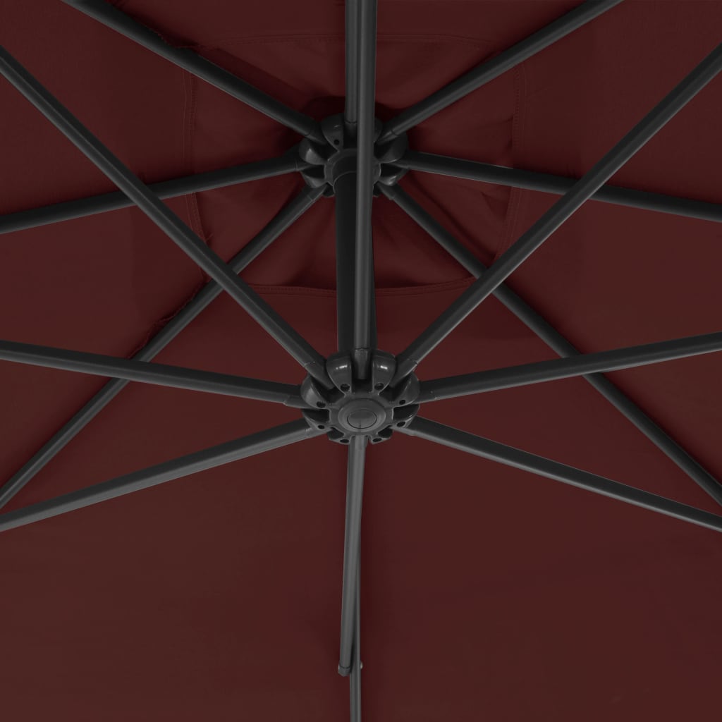 Cantilever Garden Parasol with Steel Pole 300 cm Bordeaux Red