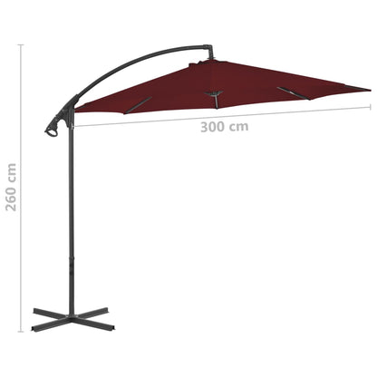 Cantilever Garden Parasol with Steel Pole 300 cm Bordeaux Red