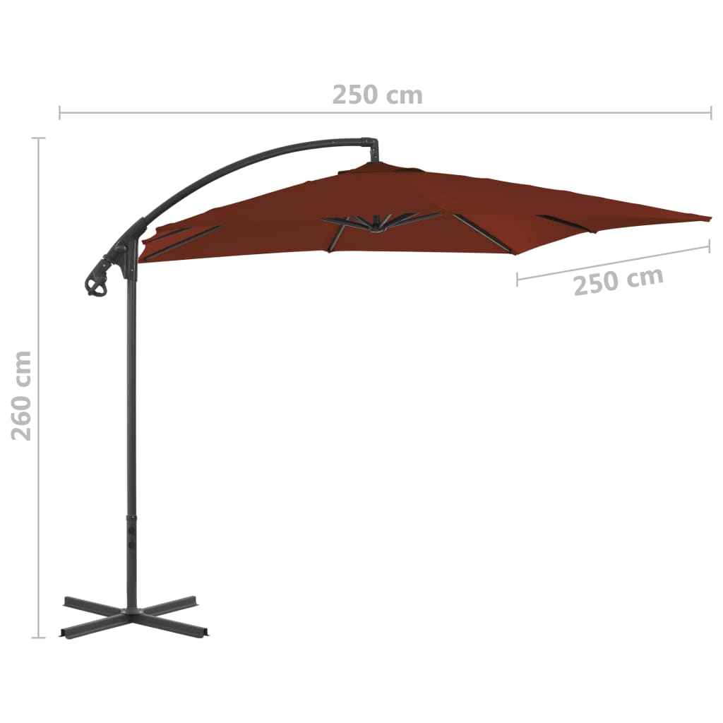 Cantilever Garden Parasol with Steel Pole 250x250 cm Terracotta