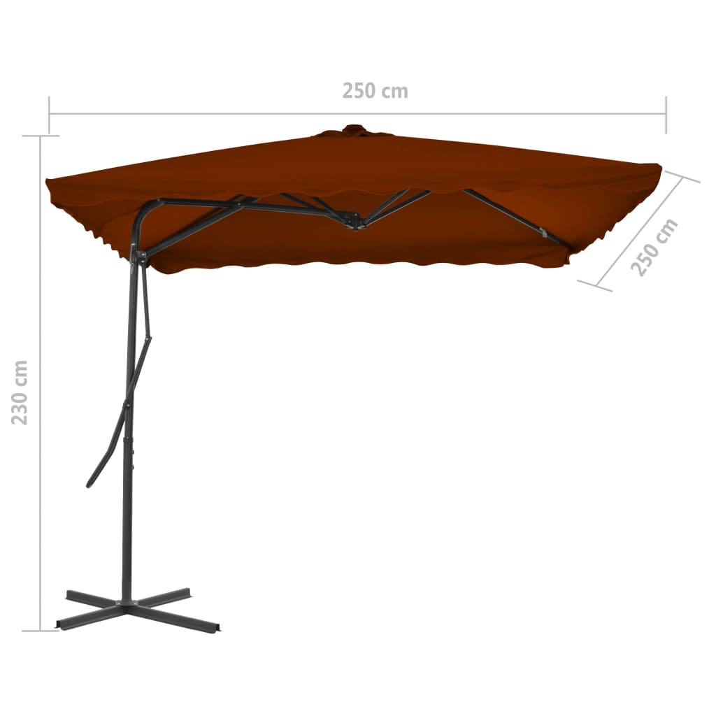 Outdoor Parasol with Steel Pole Terracotta 250x250x230 cm