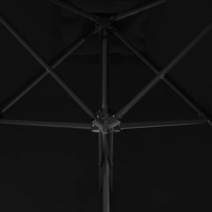 Outdoor Parasol with Steel Pole Black 250x250x230 cm