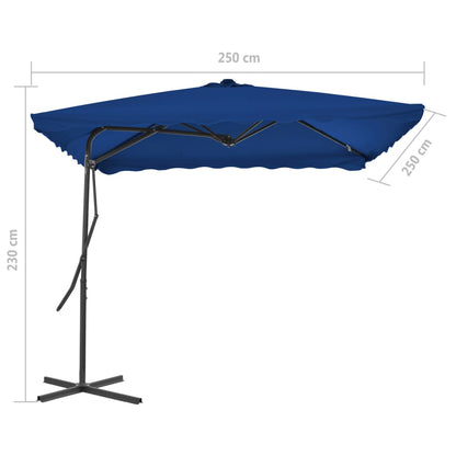 Garden Parasol with Steel Pole Blue 250x250x230 cm