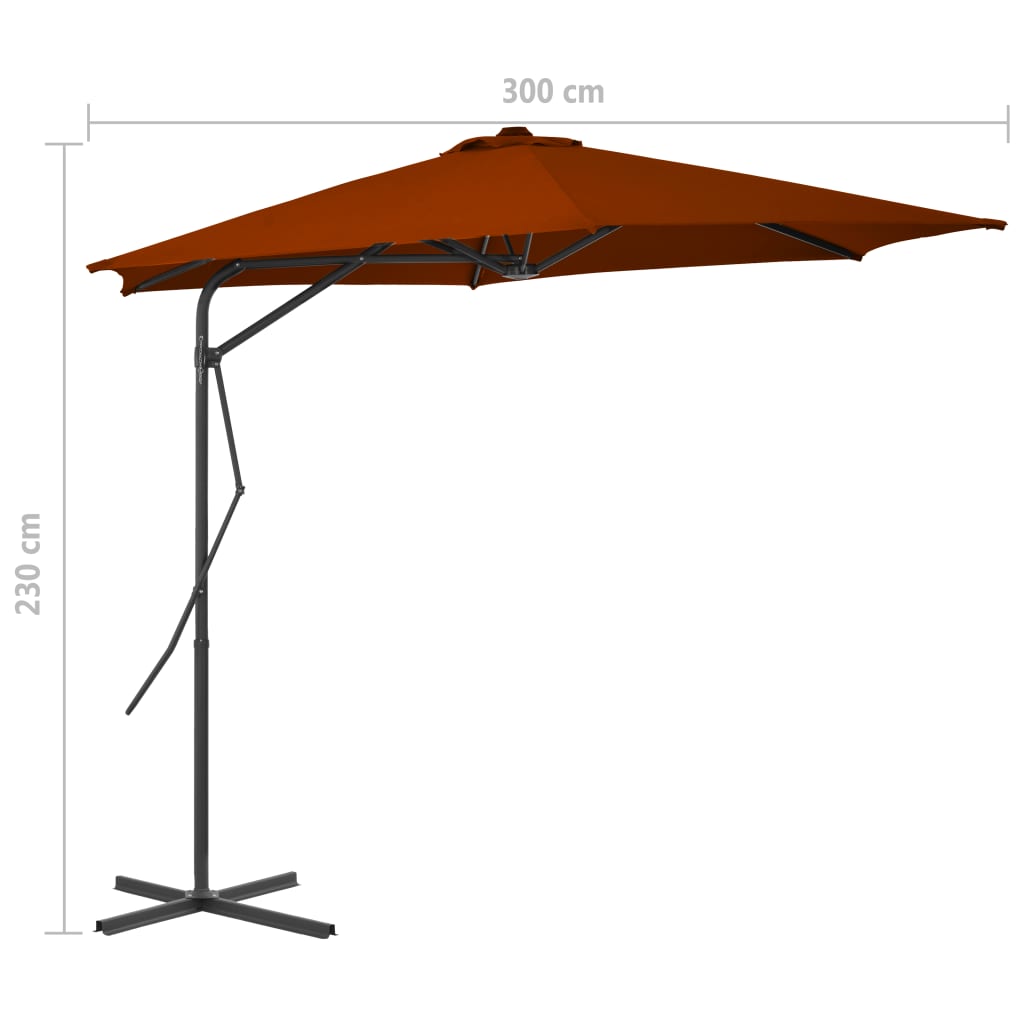 Outdoor Parasol with Steel Pole Terracotta 300x230 cm