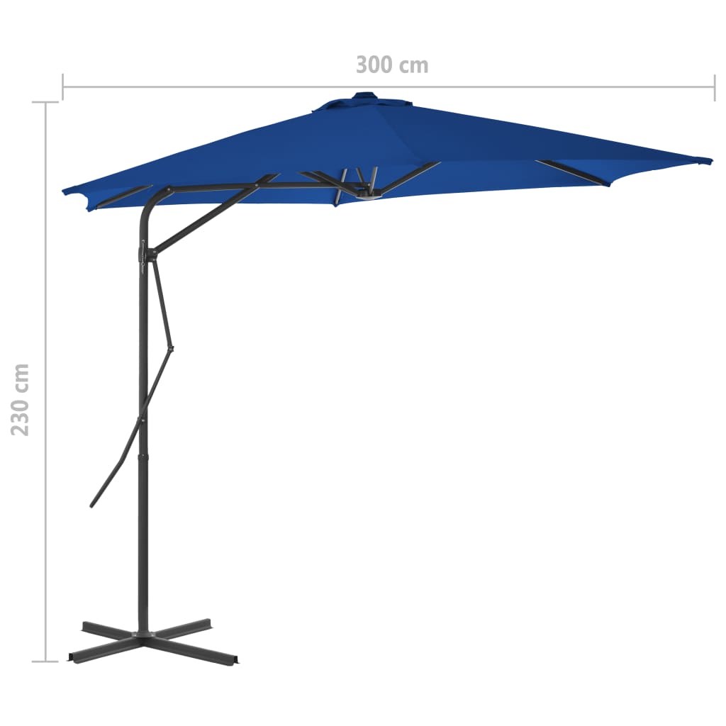 Garden Parasol with Steel Pole Blue 300x230 cm