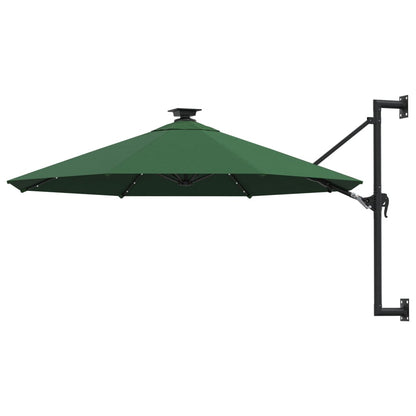 Wall-mounted Garden Parasol with LEDs 300 cm Green