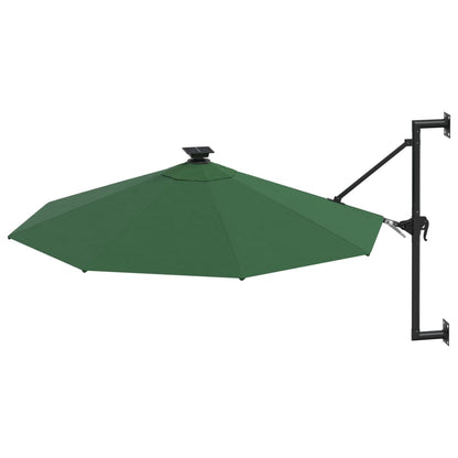 Wall-mounted Garden Parasol with LEDs 300 cm Green