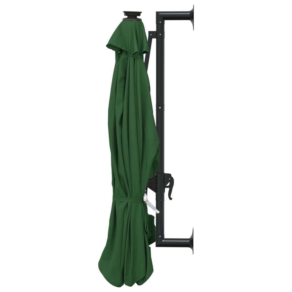 Wall-mounted Garden Parasol with LEDs 300 cm Green