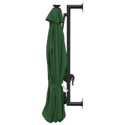 Wall-mounted Garden Parasol with LEDs 300 cm Green