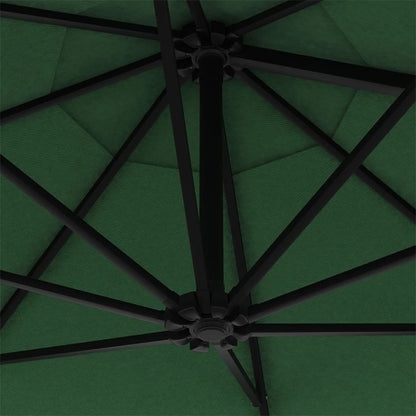 Wall-mounted Garden Parasol with LEDs 300 cm Green