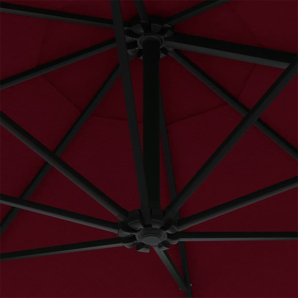 Wall-mounted Garden Parasol with LEDs 300 cm Burgundy