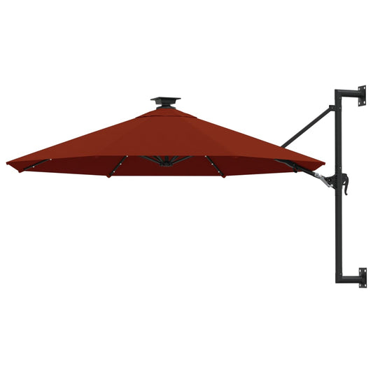 Wall-mounted Garden Parasol with LEDs 300 cm Terracotta