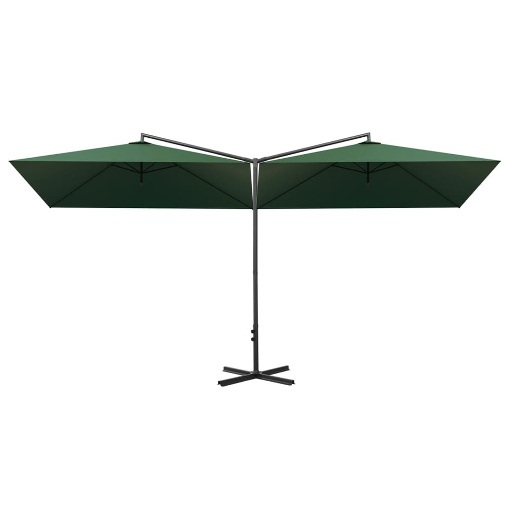 Double Garden Parasol with Steel Pole Green 600x300 cm