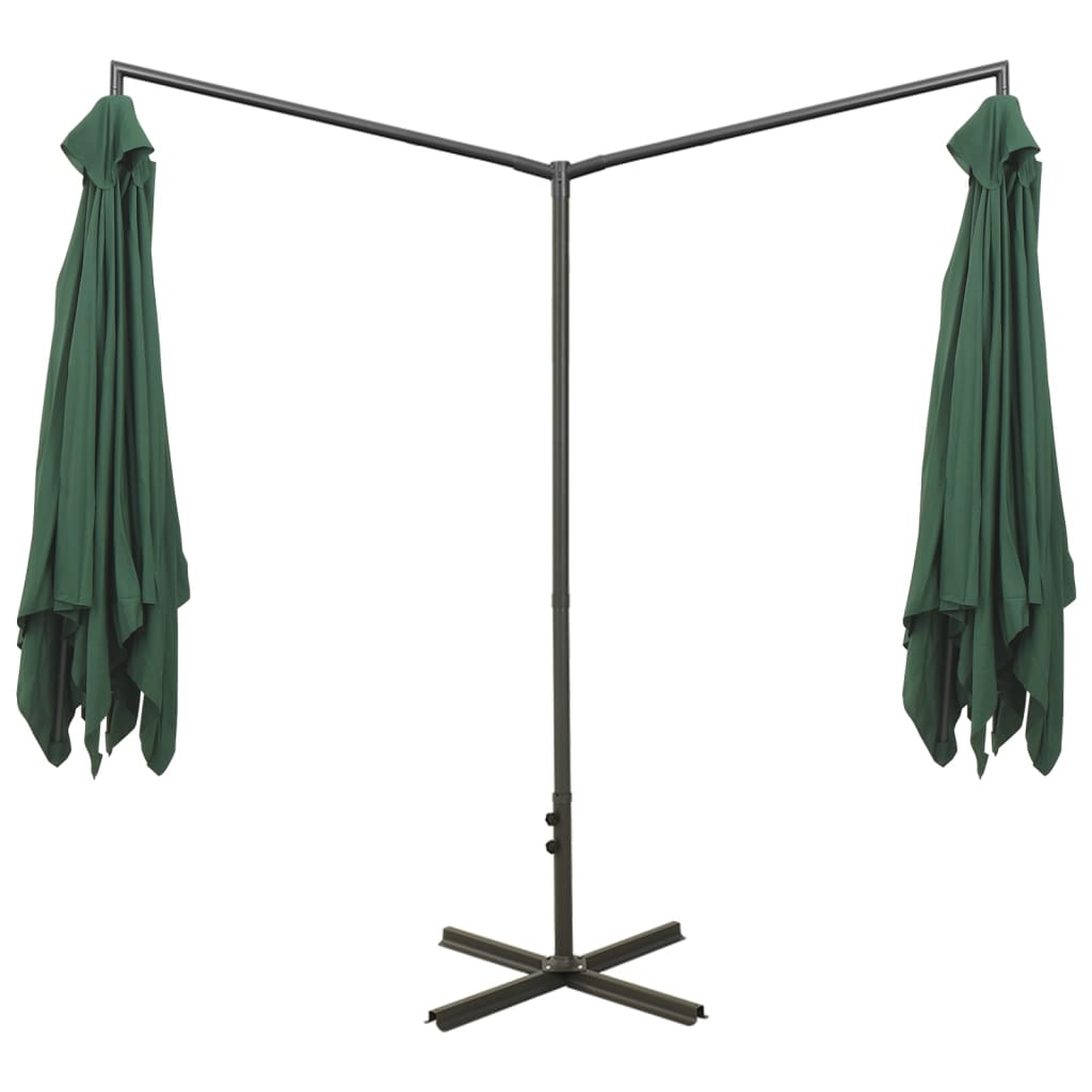 Double Garden Parasol with Steel Pole Green 600x300 cm