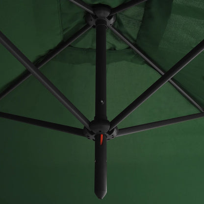 Double Garden Parasol with Steel Pole Green 600x300 cm