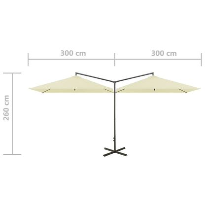 Double Garden Parasol with Steel Pole Sand 600x300 cm