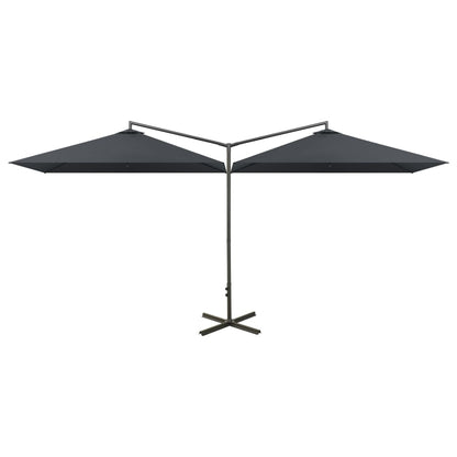 Double Garden Parasol with Steel Pole Anthracite 600x300 cm