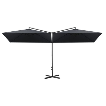 Double Garden Parasol with Steel Pole Anthracite 600x300 cm