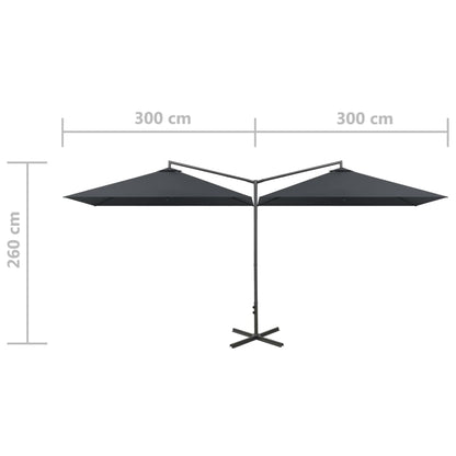 Double Garden Parasol with Steel Pole Anthracite 600x300 cm