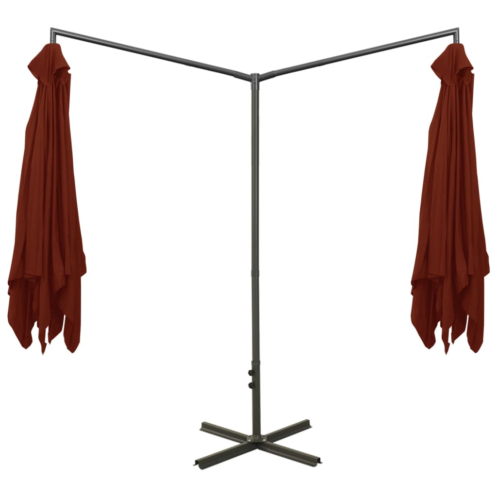 Double Garden Parasol with Steel Pole Terracotta 600x300 cm