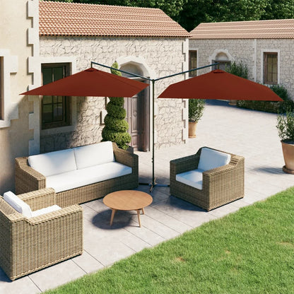 Double Garden Parasol with Steel Pole Terracotta 600x300 cm