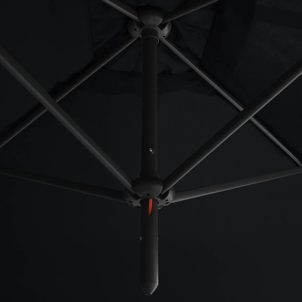 Double Garden Parasol with Steel Pole Black 600x300 cm