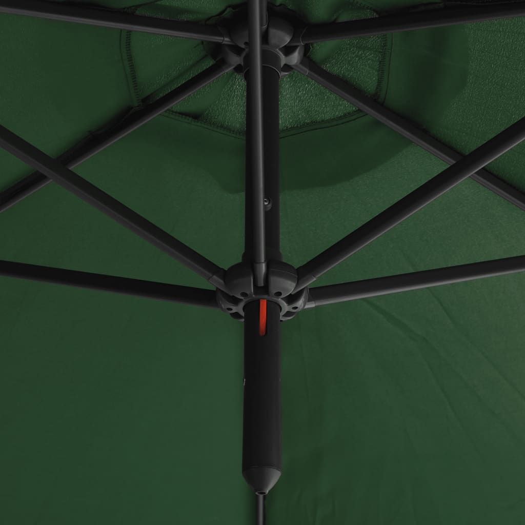 Double Parasol with Steel Pole Green 600 cm