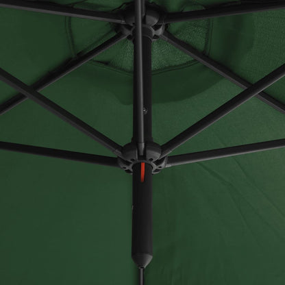 Double Parasol with Steel Pole Green 600 cm