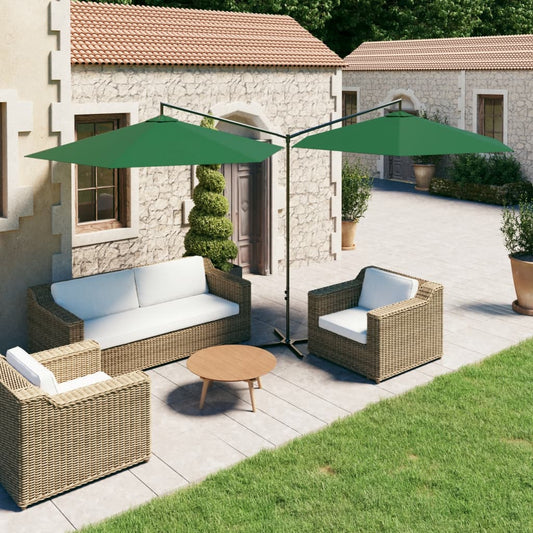 Double Parasol with Steel Pole Green 600 cm