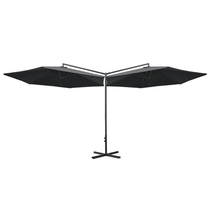 Double Garden Parasol with Steel Pole Anthracite 600 cm