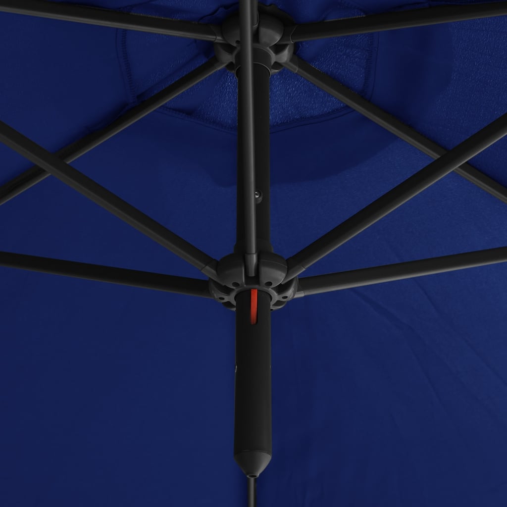 Double Garden Parasol with Steel Pole Azure Blue 600 cm