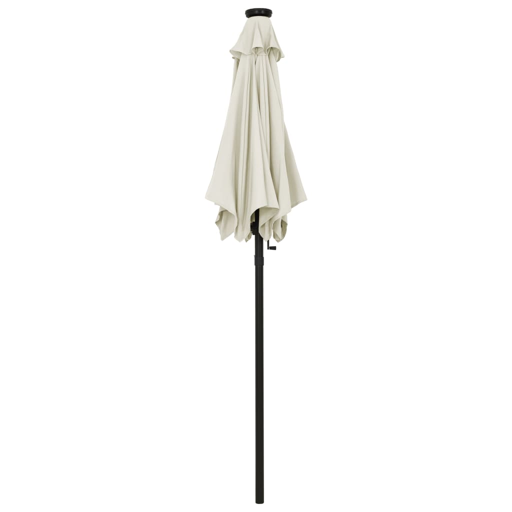 Garden Parasol with LED Lights Sand 200x211 cm Aluminium