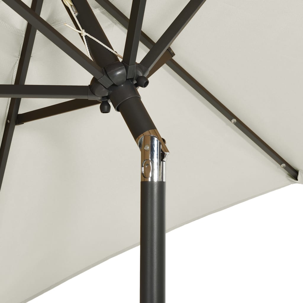 Garden Parasol with LED Lights Sand 200x211 cm Aluminium