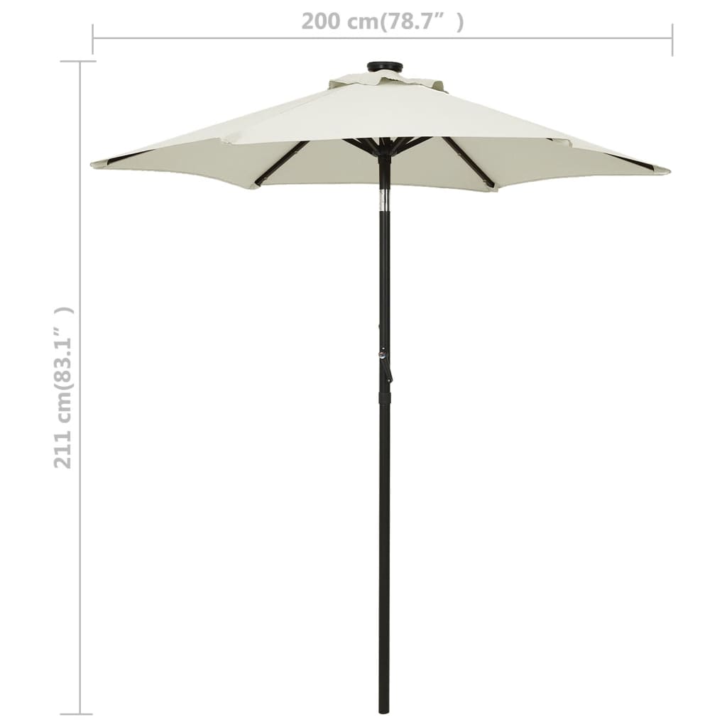 Garden Parasol with LED Lights Sand 200x211 cm Aluminium