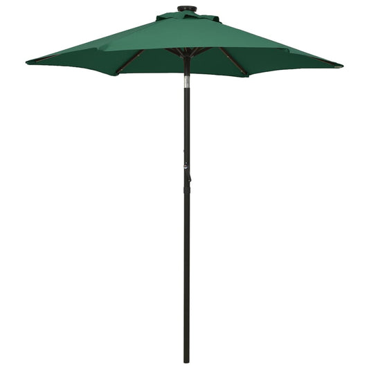 Garden Parasol with LED Lights Green 200x211 cm Aluminium