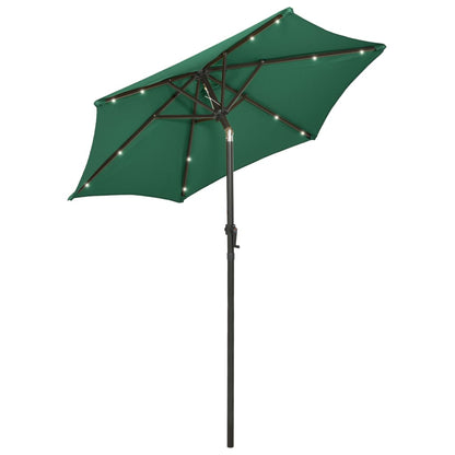 Garden Parasol with LED Lights Green 200x211 cm Aluminium