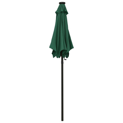 Garden Parasol with LED Lights Green 200x211 cm Aluminium