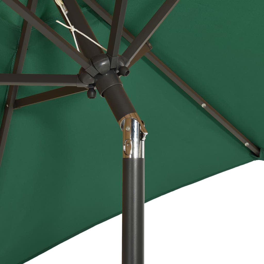 Garden Parasol with LED Lights Green 200x211 cm Aluminium